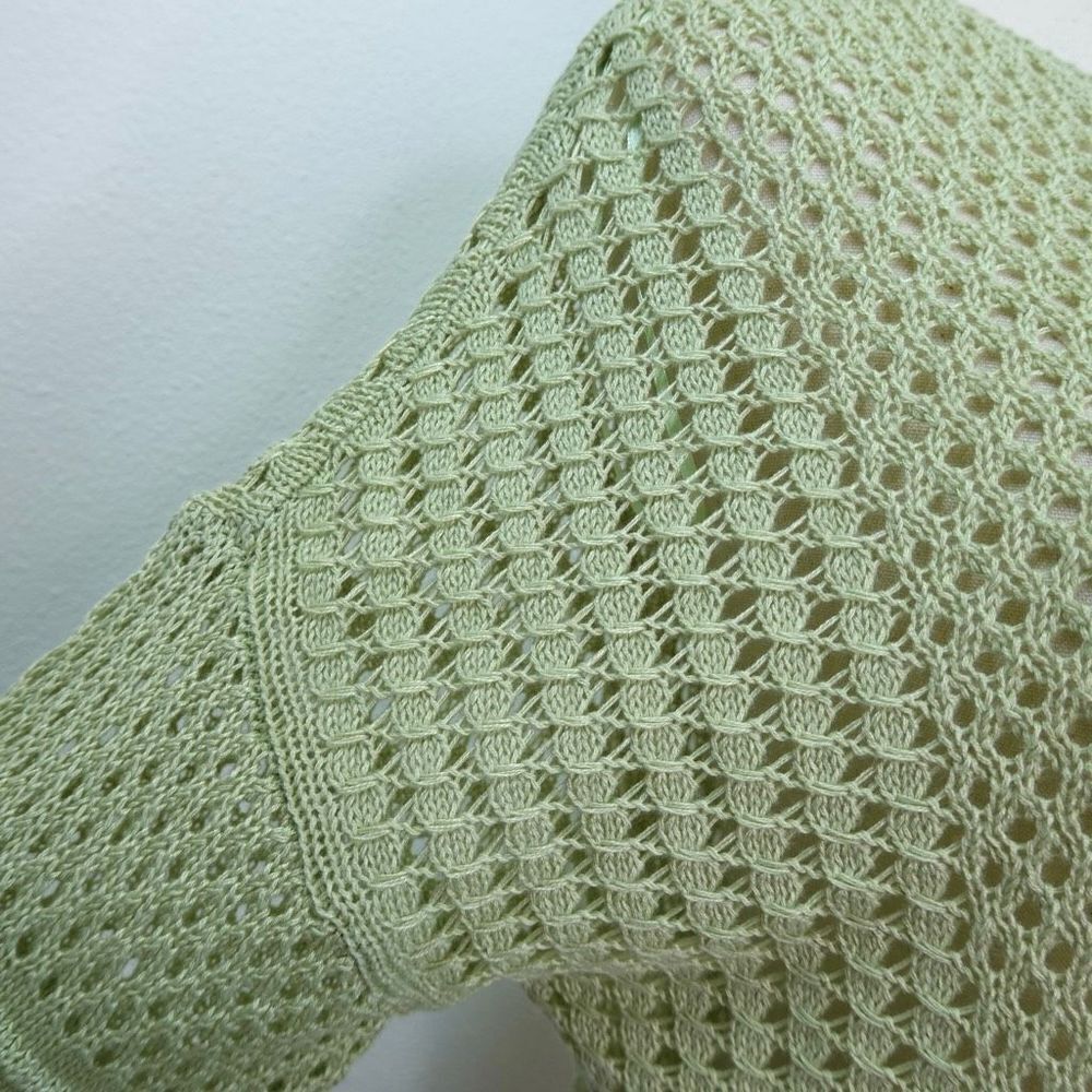 LC Lauren Conrad Multi Pattern Crochet Cropped Sweater - Light Green - M - Picture 11 of 15